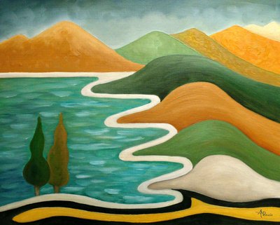 Abstract River Landscape by Angeles M. Pomata