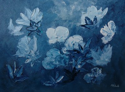 Blue Abstract Flowers by Angeles M. Pomata