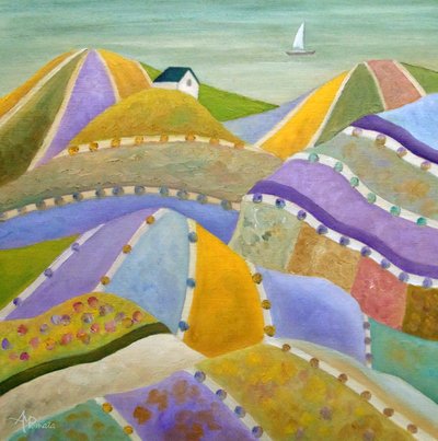 Colorful Patchwork Hills by Angeles M. Pomata