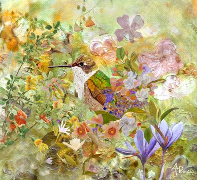 Hummingbird Garden Flowers by Angeles M. Pomata