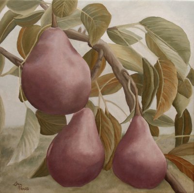 Purple Pears on Branch by Angeles M. Pomata