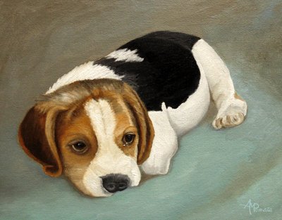 Sad Beagle Puppy by Angeles M. Pomata