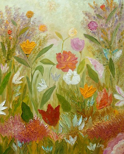 Vibrant Flower Garden by Angeles M. Pomata