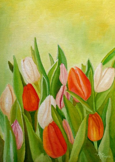 Vibrant Spring Tulips by Angeles M. Pomata