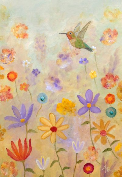 Whimsical Hummingbird Garden by Angeles M. Pomata