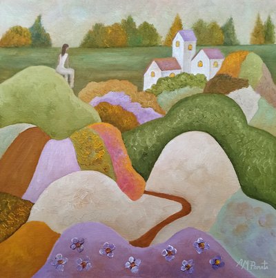 Whimsical Village Landscape by Angeles M. Pomata