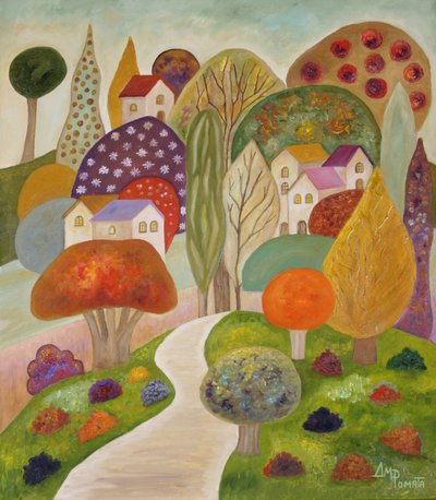 Whimsical Village Path by Angeles M. Pomata