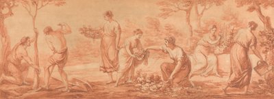 A Frieze: Men Planting Trees, Women Gathering Blossoms and Watering Flowers by Angelica Kauffmann