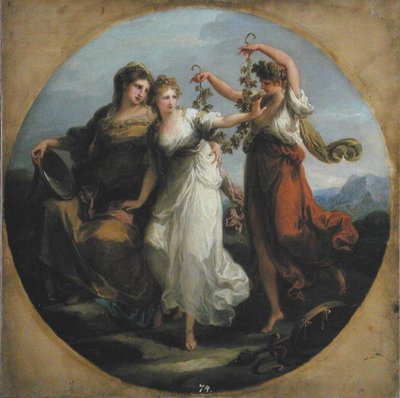 Beauty, supported by Prudence, Scorns the Offering of Folly by Angelica Kauffmann