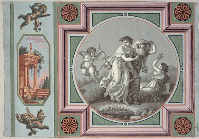 Revenge of Love, Design for a Wallpaper Medallion, c.1785 by Angelica after Kauffmann