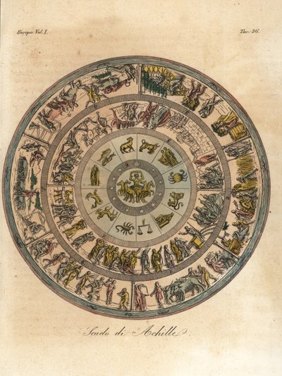 The Shield of Achilles, used in his battle with Hector by Angelo (after) Monticelli