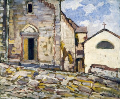 Facade of a church, by Angelo Balbi. Italy, 20th century by Angelo Balbi