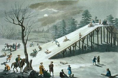 Snow slide in a Russian public park, early 19th century by Angelo Biasioli