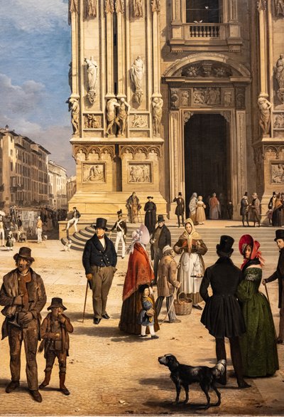 View of Duomo with the Coperto of Figini (detail) by Angelo Inganni