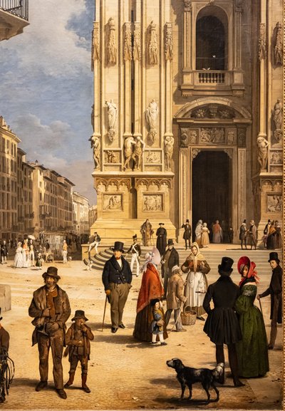 View of Duomo with the Coperto of Figini (detail) by Angelo Inganni