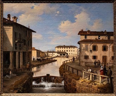 View of the Naviglio Canal from the Bridge of St. Mark by Angelo Inganni
