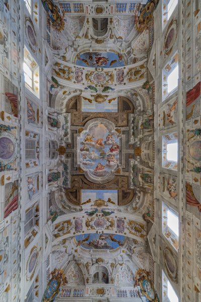 Ceiling of the hall with the Bologna Quarters, Hall of the Guards, Este Ducal Palace, Sassuolo, Italy by Angelo Michele Colonna