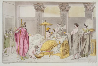 The Wedding of Ulysses and Penelope, illustration from Le Costume Ancien ou Moderne by Jules Ferrario, engraved by A. Biasoli, Milan 1821 by Angelo Monticelli