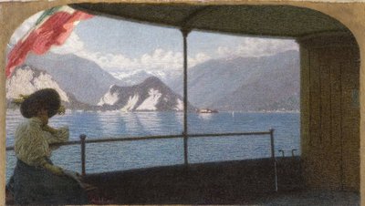 A Boat on Lake Maggiore by Angelo Morbelli