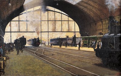 Central Station, Milan by Angelo Morbelli