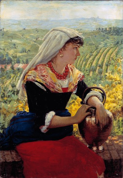 Portrait of his wife in Monferrato clothing by Angelo Morbelli