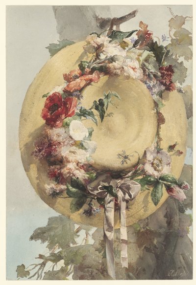 Straw Hat with Roses, Carnations, and Cornflowers by Angelo Rossi