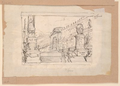 Curtain Design, Soldiers at a Flight of Steps by Angelo Toselli