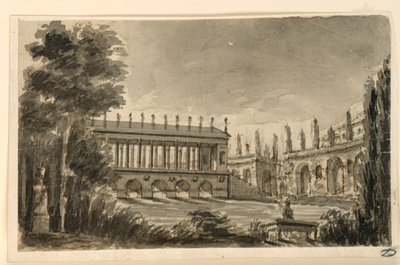 Stage Design, A Porticoed Bridge by Angelo Toselli