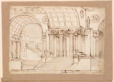 Stage Design, Antique Building with Vaults by Angelo Toselli