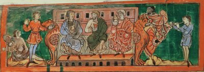 Aristocrats, on the eve of Domesday, from a Calendar, c.1030 by Anglo Saxon