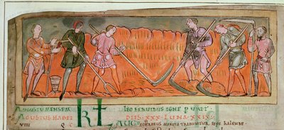 Harvesting, from a Calendar, c.1030 (detail) by Anglo Saxon