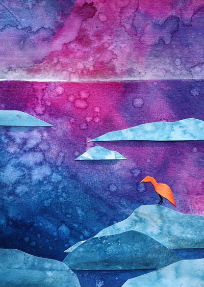 Dreamy Orange Bird by Ania Witwitzka