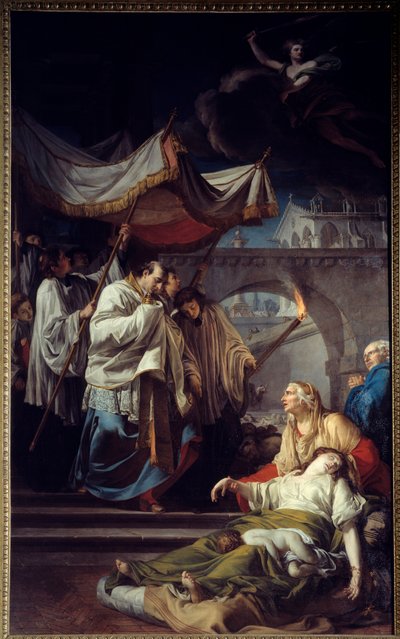 Borromee Communicating with the Sick. Saint Charles Borromee by Anicet Charles Gabriel Lemonnier