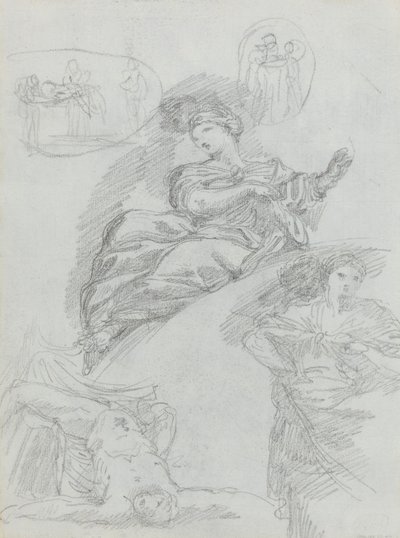 Studies of Figures (verso) by Anicet Charles Gabriel Lemonnier