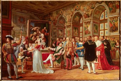 Francois 1st King of France Received the Painting of the Holy Family at Fontainebleau by Anicet Charles Gabriel Lemonnier