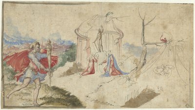 Mythological Scene (Aeneas Fleeing Troy?) by Aniello Redita