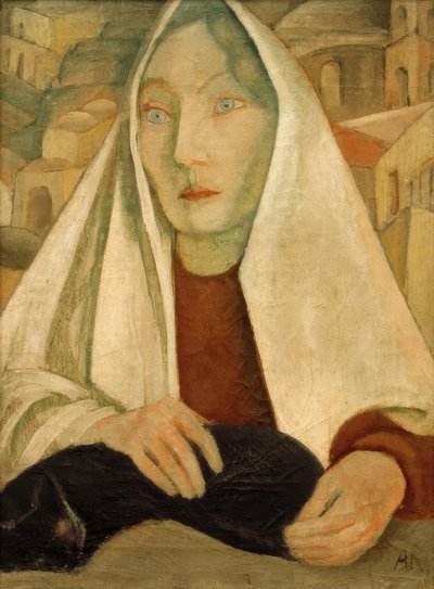 Woman with Cat by Anita Ree