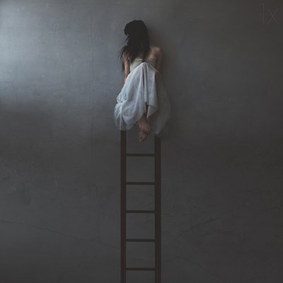 Solitary Woman On Ladder by Anja Matko