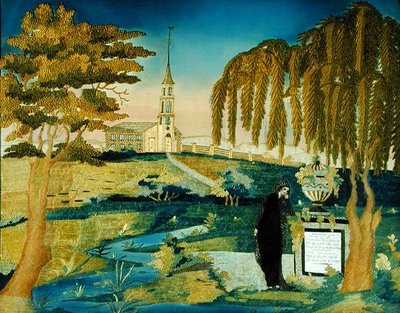 Woman standing at the memorial to the artist