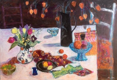 Kitchen Still Life with Chinese Lanterns by Ann Oram