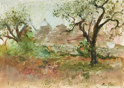 Trulli and Olive Tree by Ann Oram