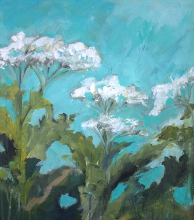 White Blooms Turquoise Sky by Anna-Karin Bergius