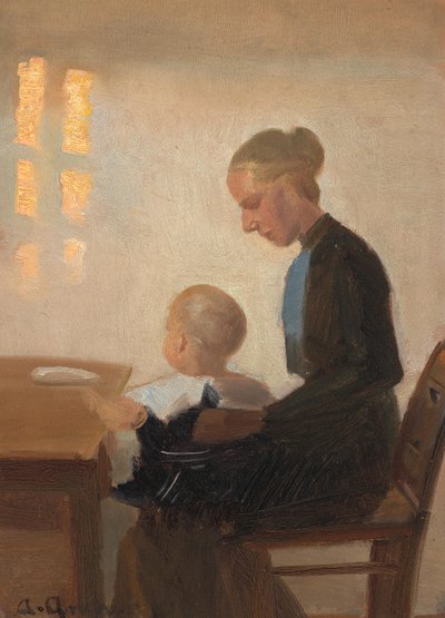 An Interior with a Mother and Child by Anna Ancher