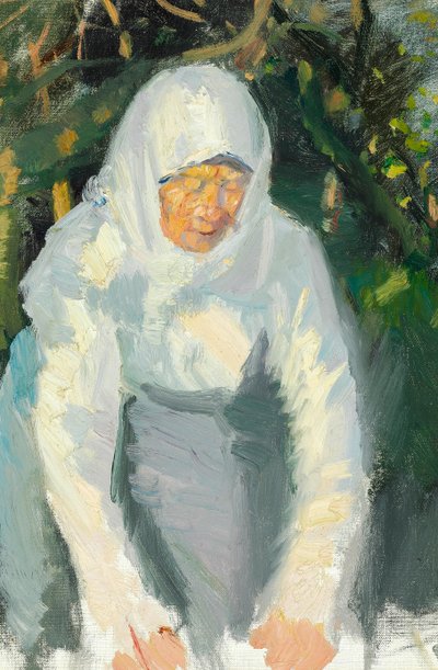 Woman from Skagen with a White Scarf by Anna Ancher
