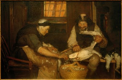 Two Old People Plucking Seagulls. Lars Gaihede and Old Lene by Anna Ancher