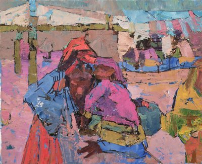 Mother with a Sleeping Child by Anna Contemporary Artist Kostenko