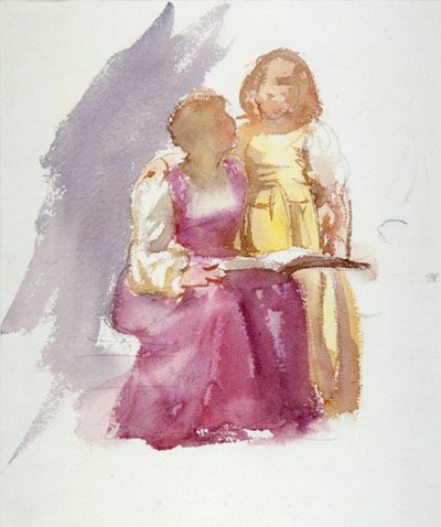 Seated Woman and a Young Girl, c. 1864-1930 by Anna Lea Merritt