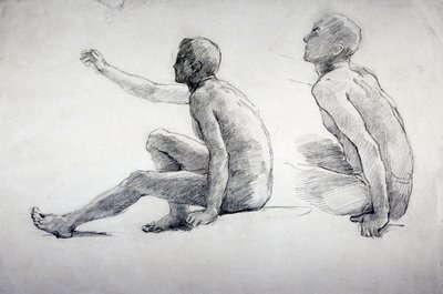 Two Studies of a Seated Male Nude by Anna Lea Merritt