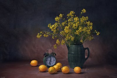 Lemon and Floral Still Life by Anna Wan