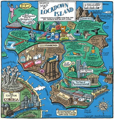 Map of Lockdown Island, 2020 by Annalisa Morrocco